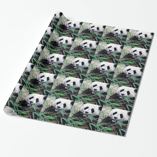 Panda Christmas Gift Wrapping Paper (Unrolled)