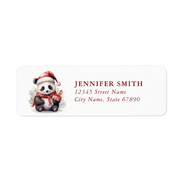 Panda Christmas Return Address Labels (Front)