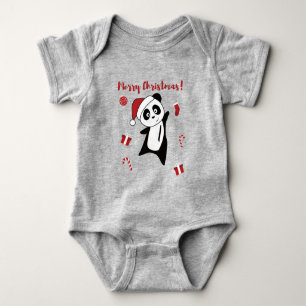 Panda Christmas Snow Winter Animals Pandas Baby Bo Bodysuit