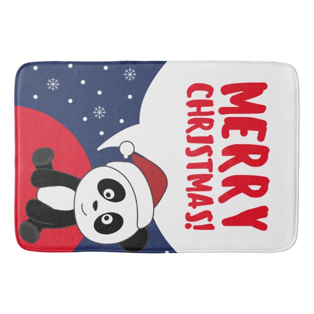 Panda Christmas Snow Winter Animals Pandas Bath Ma Mat (Front)