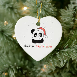 Panda Christmas Snow Winter Animals Pandas Ceramic Ornament