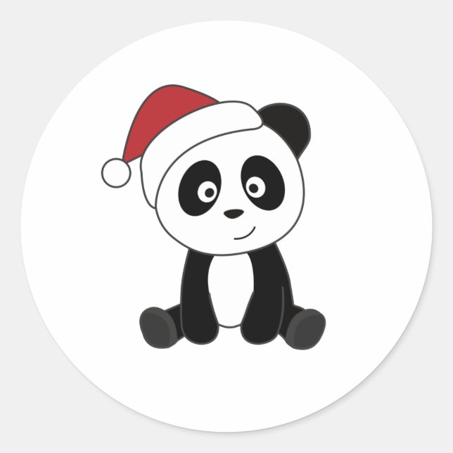 Panda Christmas Snow Winter Animals Pandas Classic Round Sticker (Front)