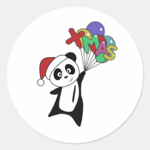 Panda Christmas Snow Winter Animals Pandas Classic Round Sticker