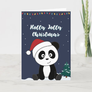 Panda Christmas Snow Winter Animals Pandas Holiday Card