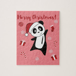 Panda Christmas Snow Winter Animals Pandas Jigsaw  Puzzle