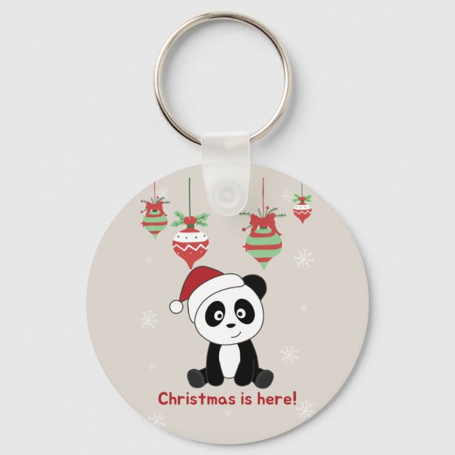 Panda Christmas Snow Winter Animals Pandas Keychai Keychain (Front)