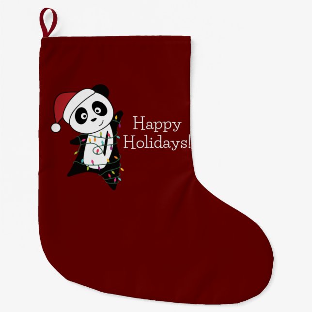 Panda Christmas Snow Winter Animals Pandas Large C Stocking (Front)