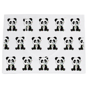 Panda Christmas Snow Winter Animals Pandas Large Gift Bag