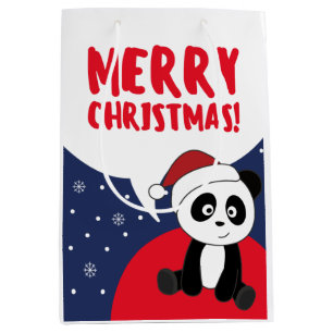Panda Christmas Snow Winter Animals Pandas Medium Gift Bag