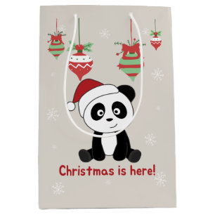 Panda Christmas Snow Winter Animals Pandas Medium Gift Bag