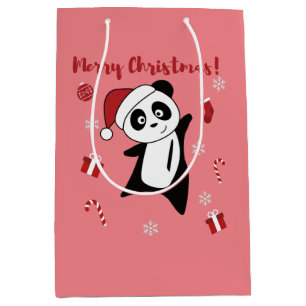 Panda Christmas Snow Winter Animals Pandas Medium Gift Bag