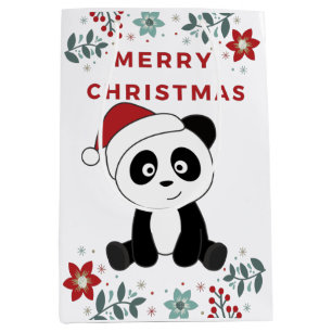 Panda Christmas Snow Winter Animals Pandas Medium  Gift Bag