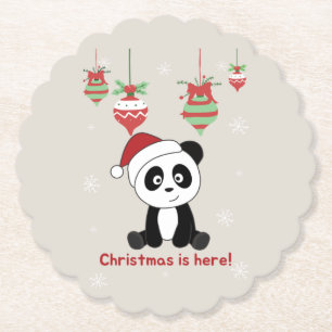 Panda Christmas Snow Winter Animals Pandas Paper C Coaster