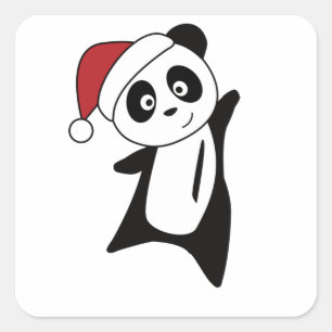Panda Christmas Snow Winter Animals Pandas Square Sticker