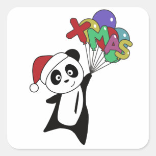 Panda Christmas Snow Winter Animals Pandas Square Sticker