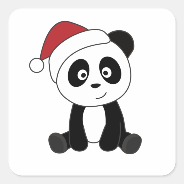 Panda Christmas Snow Winter Animals Pandas Square Sticker (Front)