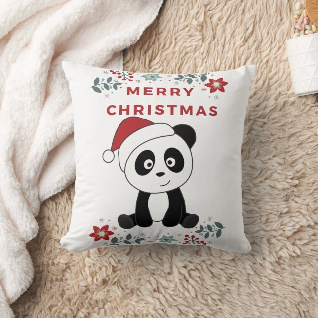 Panda Christmas Snow Winter Animals Pandas Throw P Pillow (Blanket)
