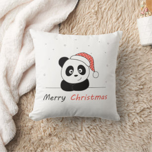 Panda Christmas Snow Winter Animals Pandas Throw Pillow