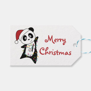 Panda Christmas Snow Winter Animals Pandas Trucker Gift Tags