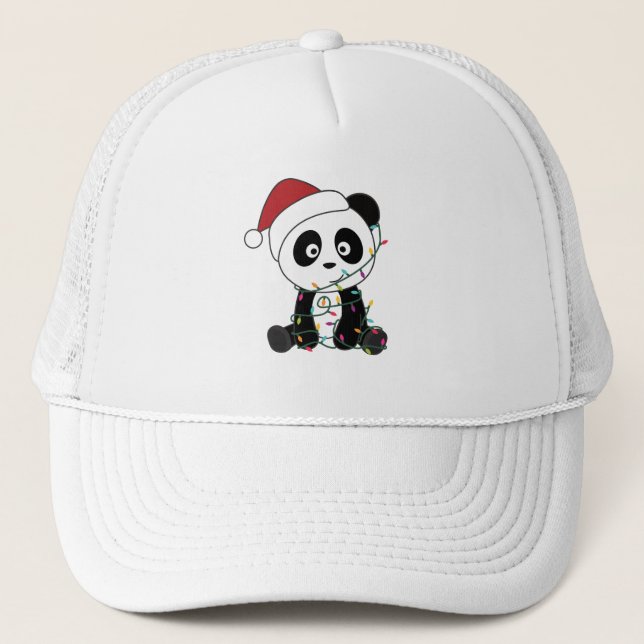 Panda Christmas Snow Winter Animals Pandas Trucker Hat (Front)