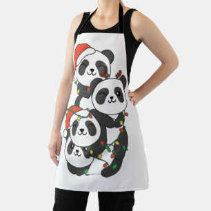 Panda Christmas Tree Christmas Animals Pandas  Apron