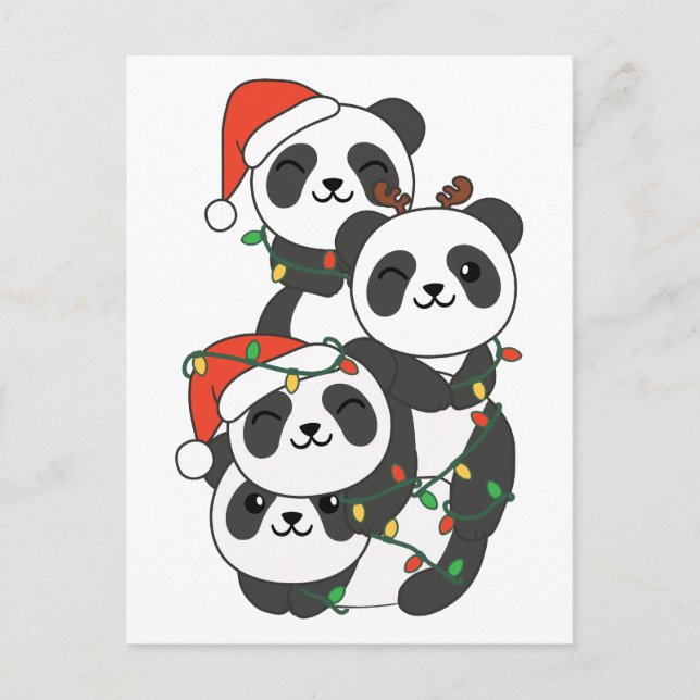 Panda Christmas Tree Christmas Animals Pandas Holi Holiday Postcard (Front)