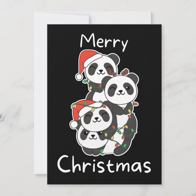 Panda Christmas Tree Christmas Animals Pandas Holiday Card (Front)