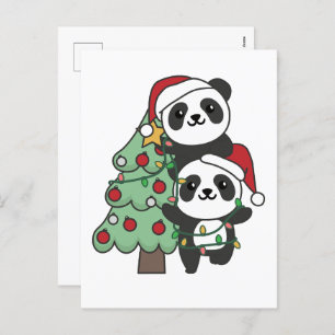 Panda Christmas Tree Christmas Animals Pandas Holiday Postcard