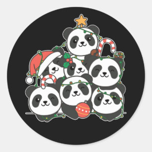 Panda Christmas Tree Funny Animal Christmas Classi Classic Round Sticker