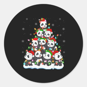 Panda Christmas Tree Lights Xmas Sweater Holiday P Classic Round Sticker