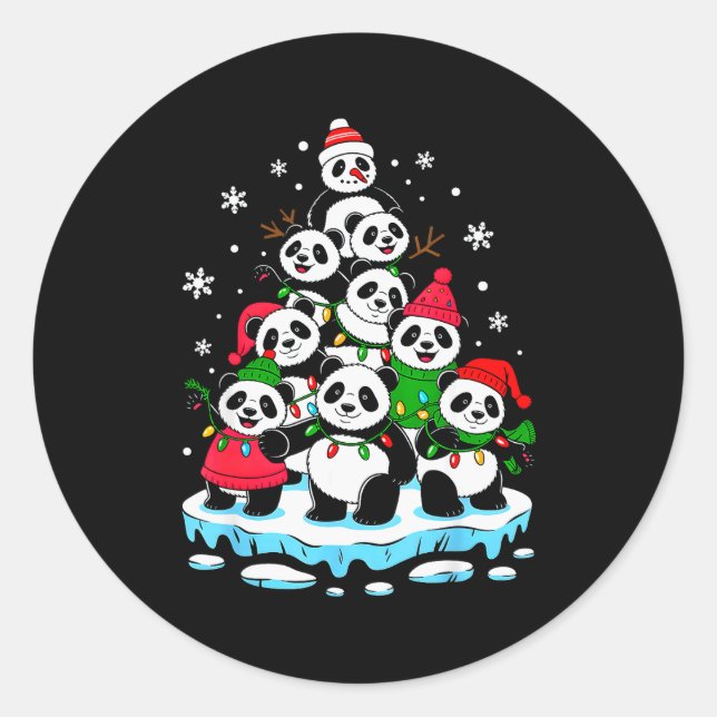 Panda Christmas Tree Panda Lover Xmas Squad Men Wo Classic Round Sticker (Front)