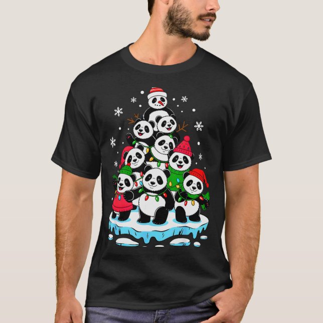 Panda Christmas Tree Panda Lover Xmas Squad Men Wo T-Shirt (Front)