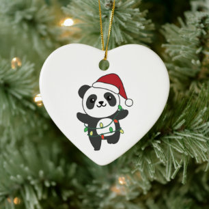 Panda Christmas Winter Animals Pandas Ceramic Orna Ornament