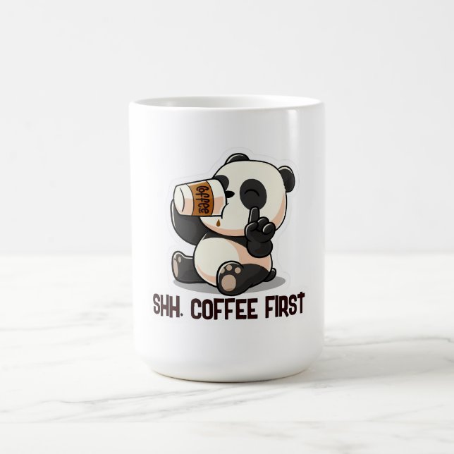 Panda Coffee First Sticker Mug (Center)