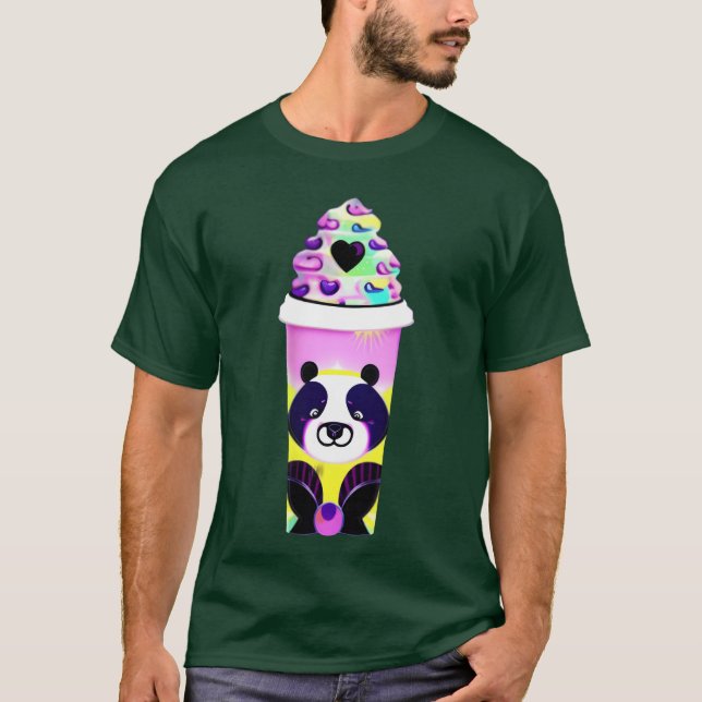 Panda coffee mug sticker boy T-Shirt (Front)