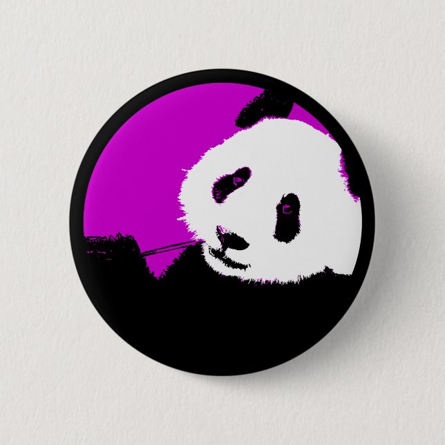 panda. colour customizable circle. 2 inch round button (Front)