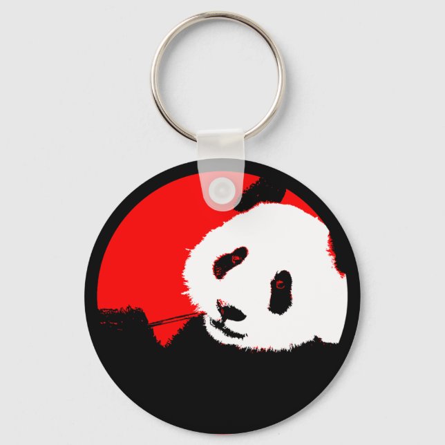 panda. colour customizable circle. keychain (Front)