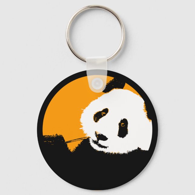 panda. colour customizable circle. keychain (Front)