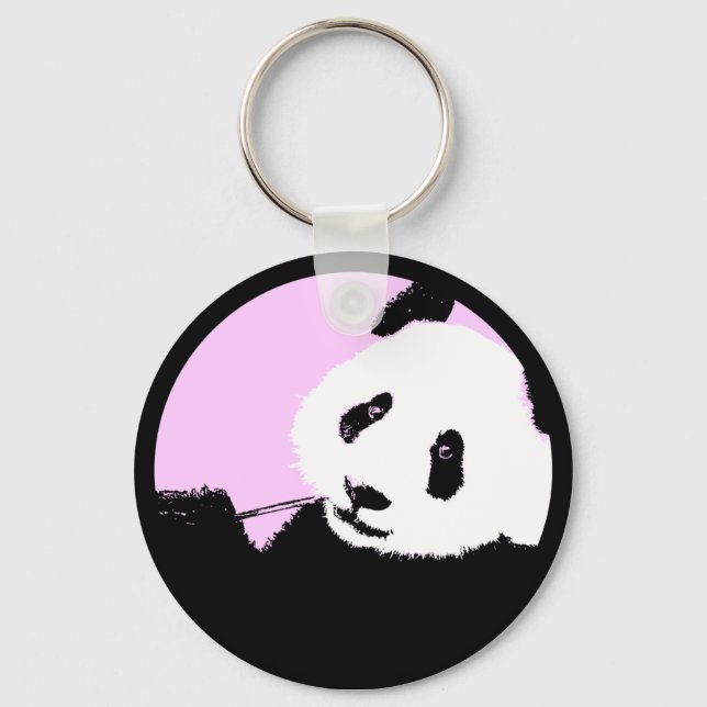 panda. colour customizable circle. keychain (Front)
