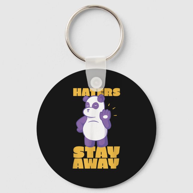 Panda Cool Bear Giant Animal Lover Quote Stop Hate Keychain (Front)