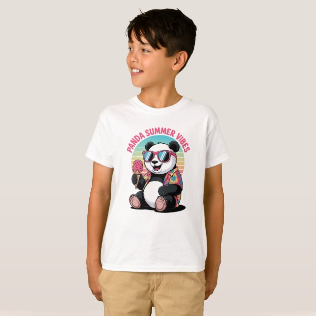 Panda Cool Summer Ice Children T-Shirt (Front Full)