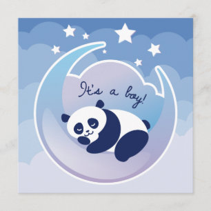 Panda couché "c'est un garçon" carte de faire-part