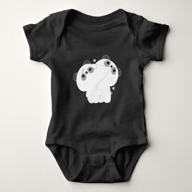 Panda Couple Baby Bodysuit (Front)