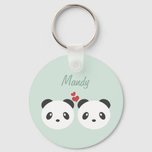 Panda couple keychain