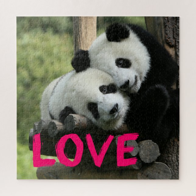Panda Couple Puzzle Personnaliser (Vertical)