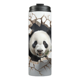 Panda Cracked Hole Art Panda Smashed Wall 3D Thermal Tumbler