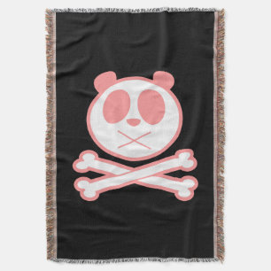 Panda Cross Bone - Pink Throw Blanket
