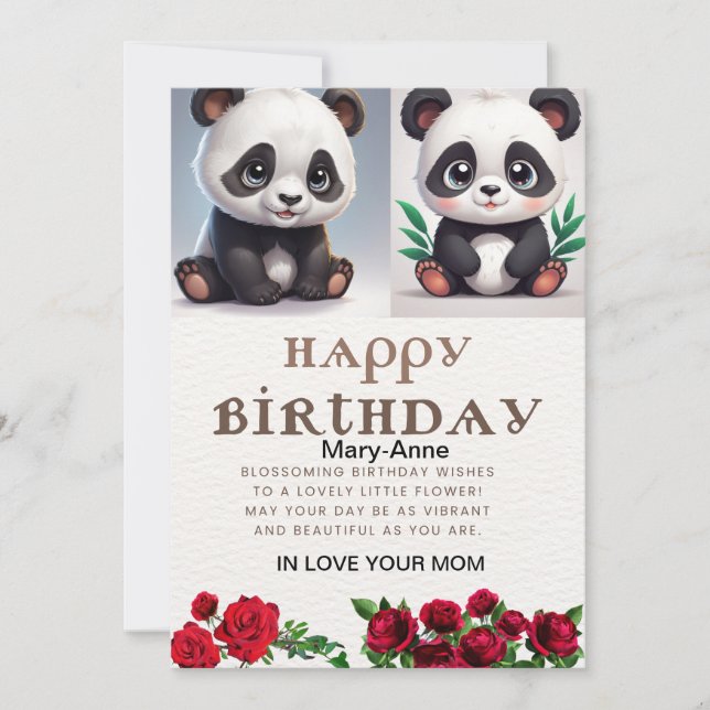 Panda croustillant, Carte Anniversaire Écrit (Devant)