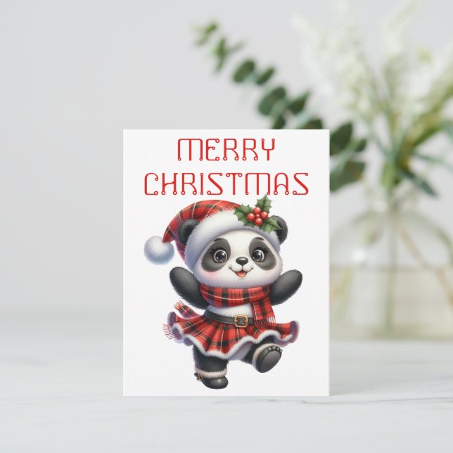Panda Cub dansant - Carte de Noël (Debout devant)