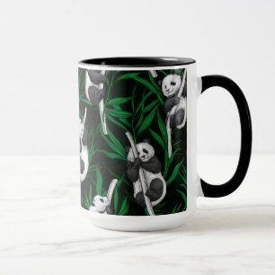 Panda cubs on dark green mug